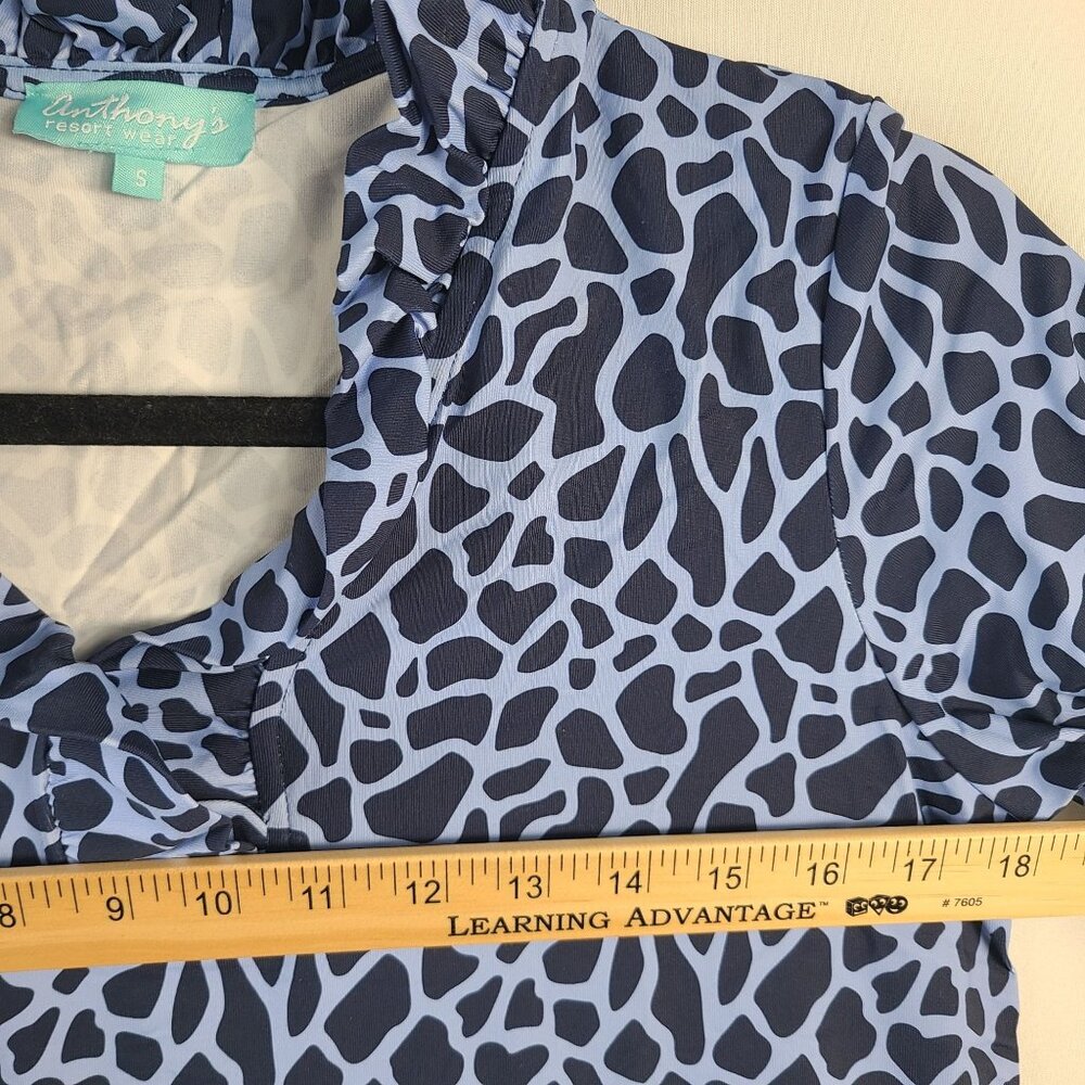 Anthonys Resort Wear Women's Periwinkle & Navy Giraffe Print Dress Sz S UPF 50+ - Picture 5 of 7